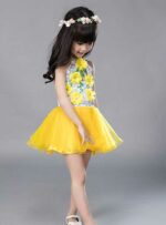 yellow modern Sequins dance costume