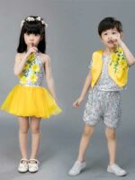 yellow modern Sequins dance costume