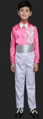 Long Sleeves Suit with Belt pink