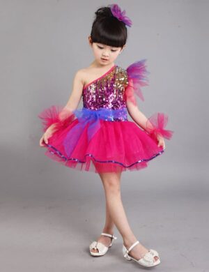 Girl Sequined Jazz Dance Suits Ballroom Salsa Party Dancing Dress Competition Clothes Kids Hip Hop Dance Costume Outfits Dress singapore