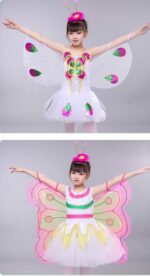 4 Pieces/set Fairy Skirt dance Princess Butterfly Wing Headband Dress for kids girls Birthday Party Dress Up Set