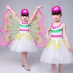 4 Pieces/set Fairy Skirt dance Princess Butterfly Wing Headband Dress for kids girls Birthday Party Dress Up Set