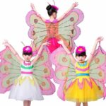 4 Pieces/set Fairy Skirt dance Princess Butterfly Wing Headband Dress for kids girls Birthday Party Dress Up Set