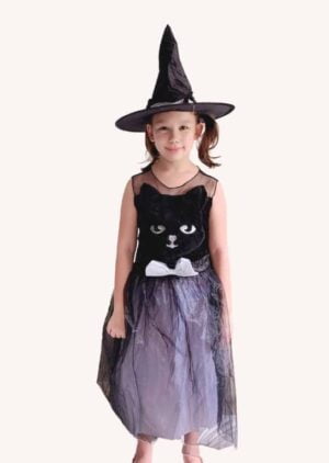 Cat Witch Costume Dress with Hat