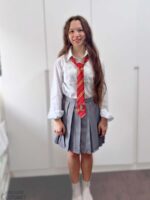 Hermione Blouse Pleated Skirt with tie