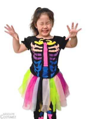 Rainbow Skeleton is the shinny spooky costume for girl 3 to 8 years old