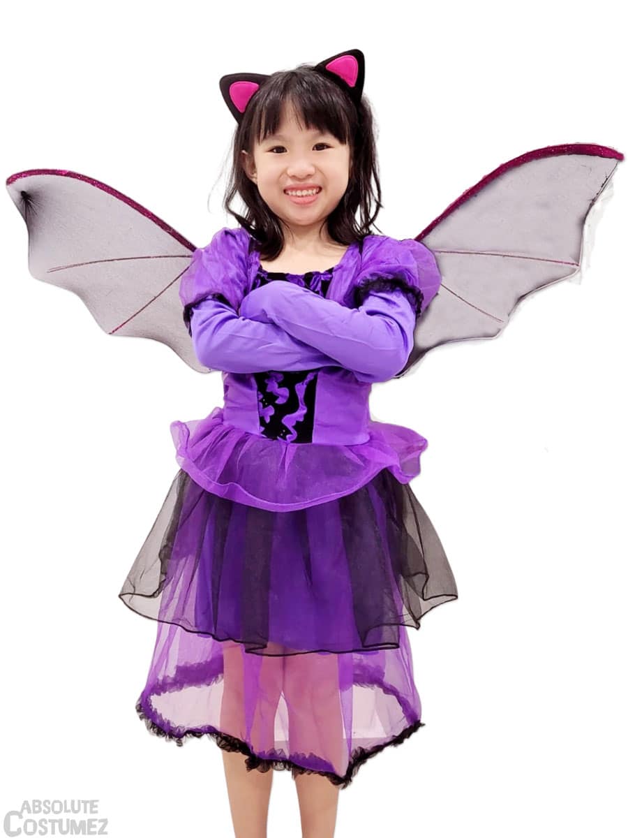 Purple Bat Dress w Wings • Costume Shop Singapore