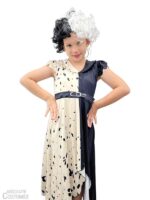 Cruella w Wig girl costumes dress from Sidney 101 Dalmatians.