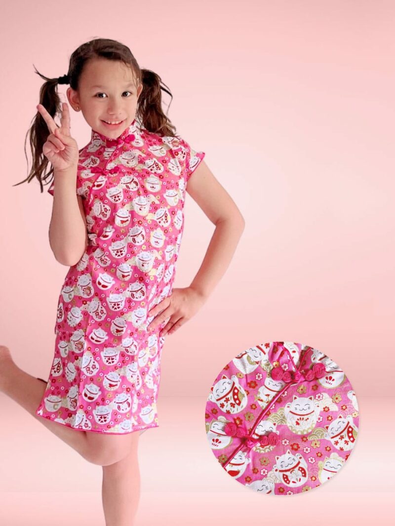 Fortune Kitty Cheongsam a funny dress for lunar New Year 2022